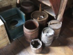 Wooden buckets, barrels, potty