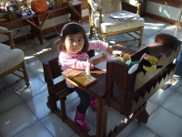 Old desk with newest Grandaughter Daphne