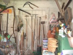 Gardening tools in milk house