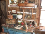 Spoon rack, painted boxes, etc.