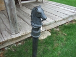 Horsehead hitching post