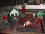 One of a kind red, green farm set